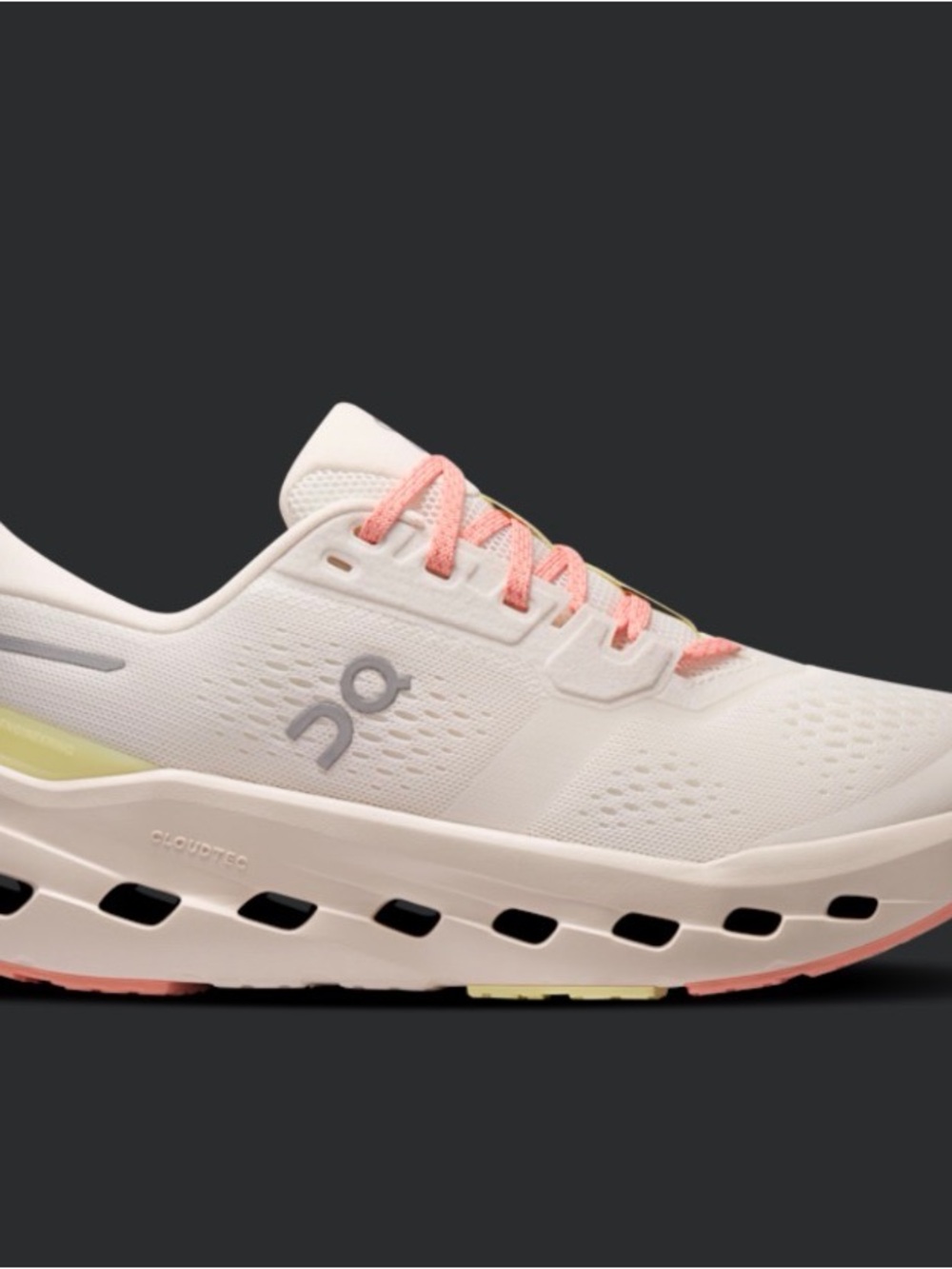 On Running Cloudrunner3 Women's Running Shoe - Cream with Coral Accents - Picture 10 of 11